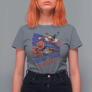 Trump Train 2024 T Shirt For Women USA American Flag Bald Eagle TS11 Charcoal Print Your Wear