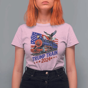 Trump Train 2024 T Shirt For Women USA American Flag Bald Eagle TS11 Light Pink Print Your Wear