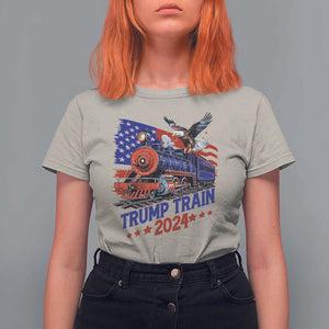 Trump Train 2024 T Shirt For Women USA American Flag Bald Eagle TS11 Sand Print Your Wear