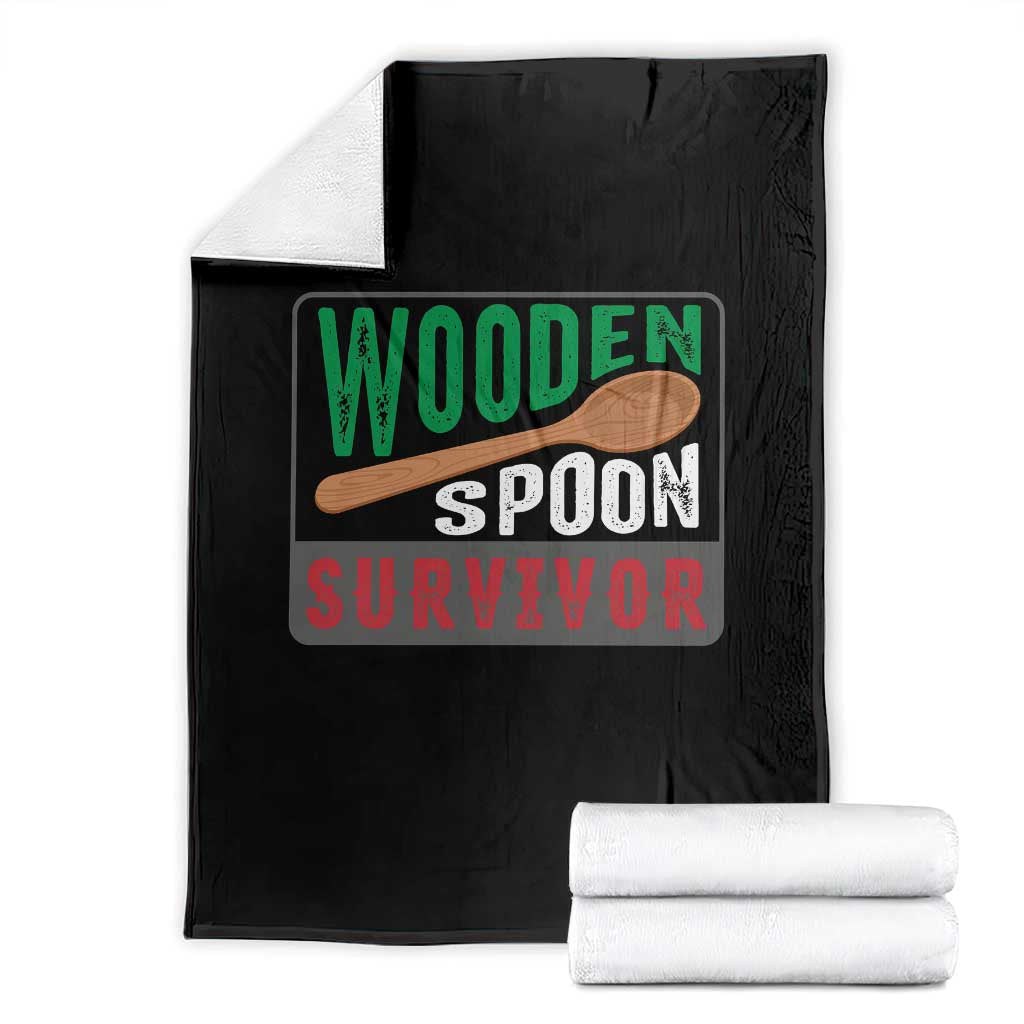 Funny Wooden Spoon Survivor Throw Blanket Italian Parenting