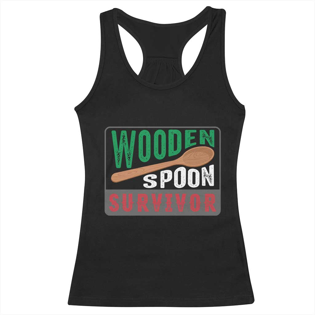 Funny Wooden Spoon Survivor Racerback Tank Top Italian Parenting
