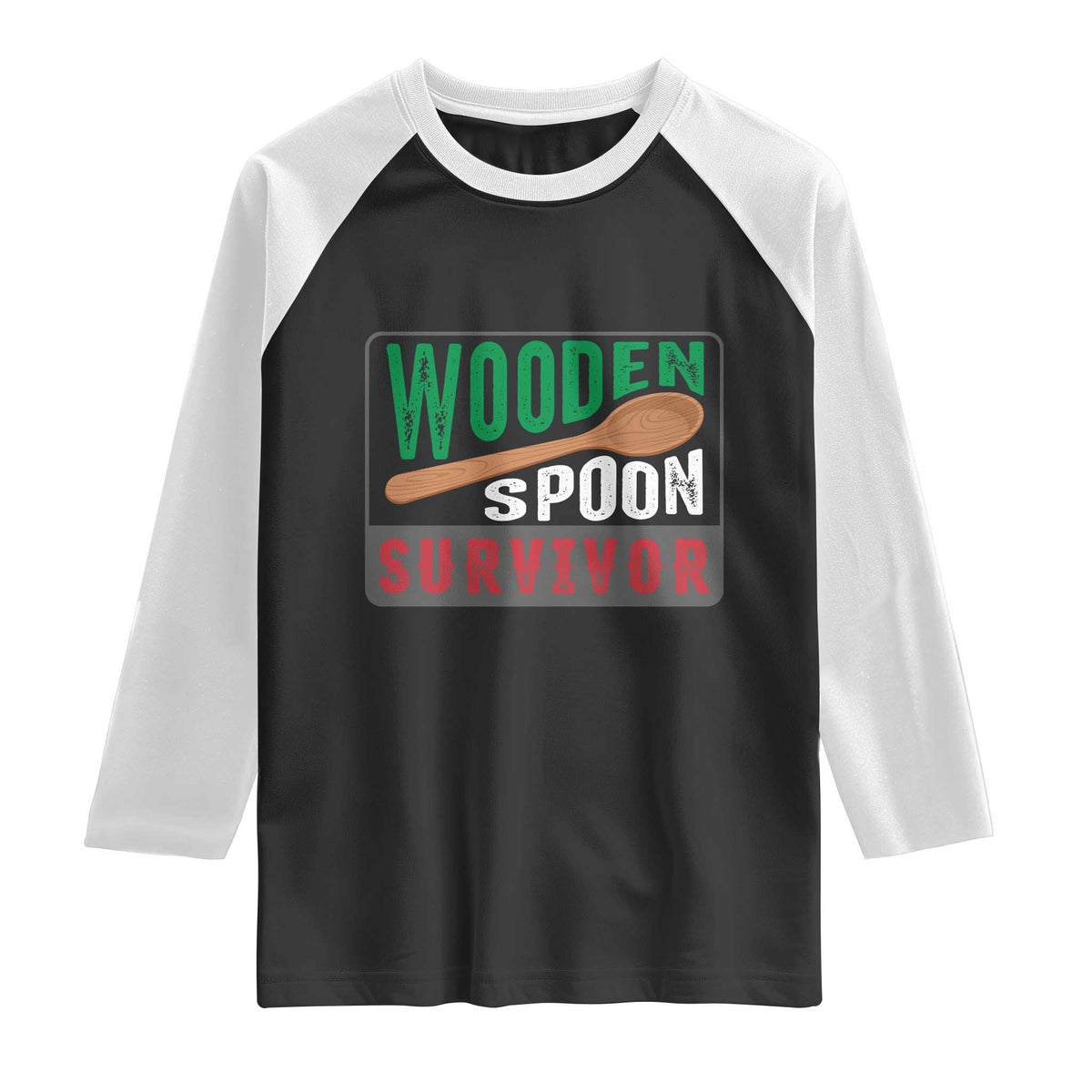 Funny Wooden Spoon Survivor Raglan Shirt Italian Parenting