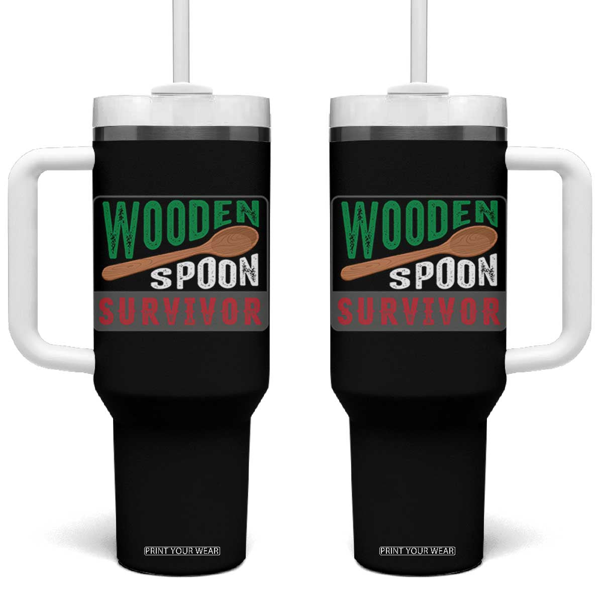 Funny Wooden Spoon Survivor Tumbler With Handle Italian Parenting