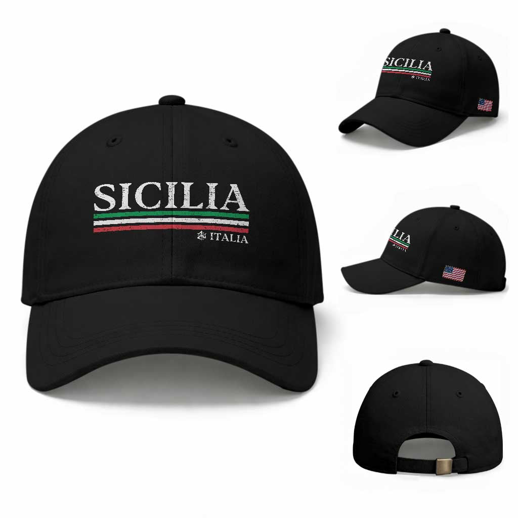 Sicily Sicilian Italian Flag Souvenirs Medusa Baseball Cap TS11 Baseball Cap Universal Fit Black Print Your Wear