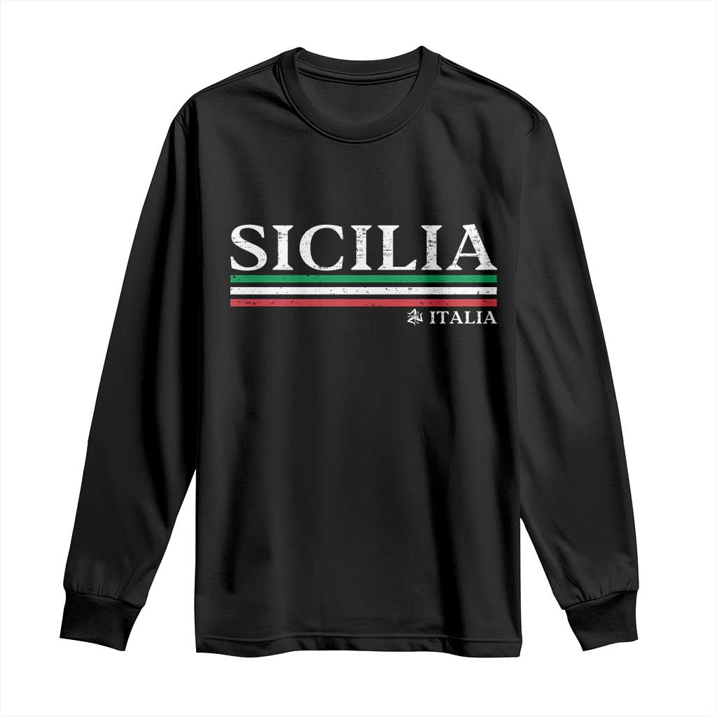Sicily Sicilian Italian Flag Souvenirs Medusa Long Sleeve Shirt TS11 Black Print Your Wear