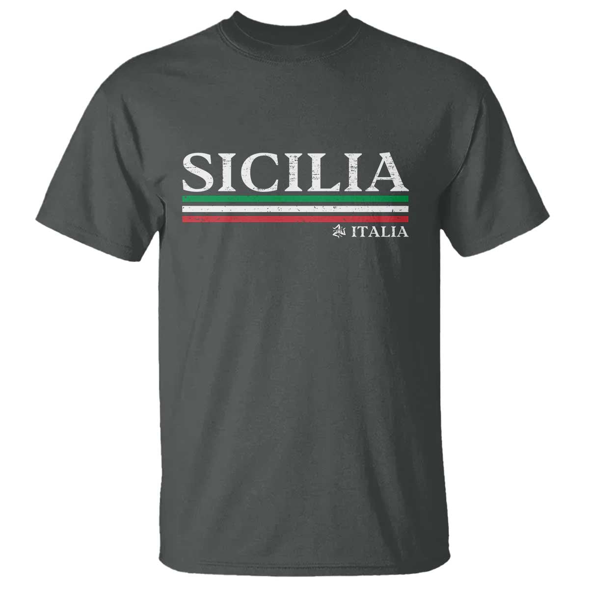 Sicily Sicilian Italian Flag Souvenirs Medusa T Shirt TS11 Dark Heather Print Your Wear