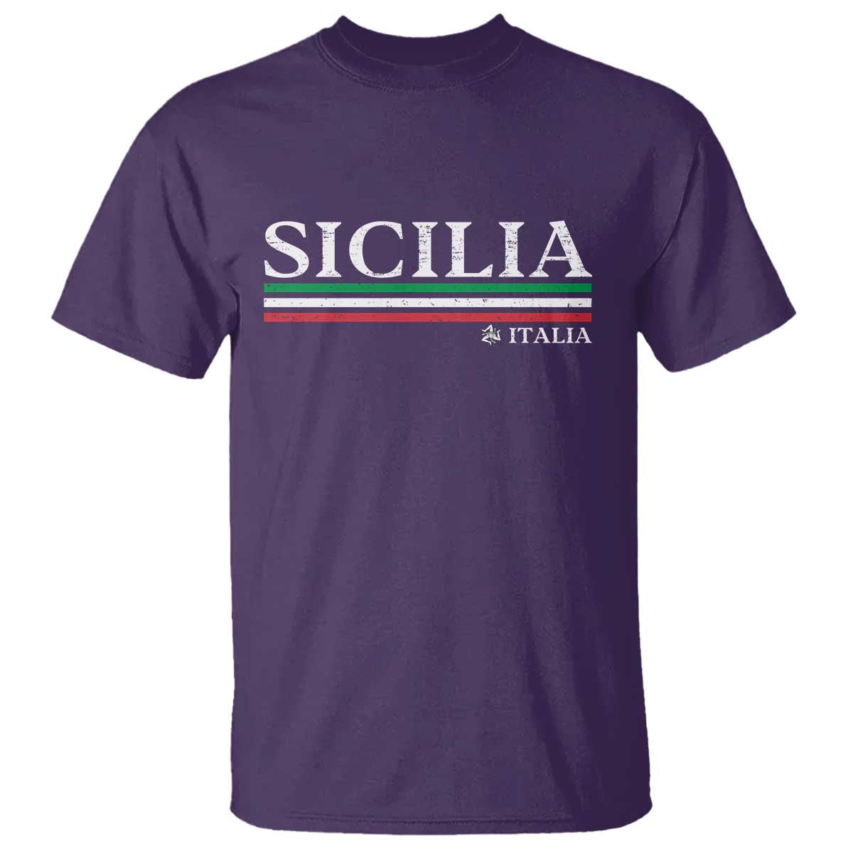 Sicily Sicilian Italian Flag Souvenirs Medusa T Shirt TS11 Purple Print Your Wear