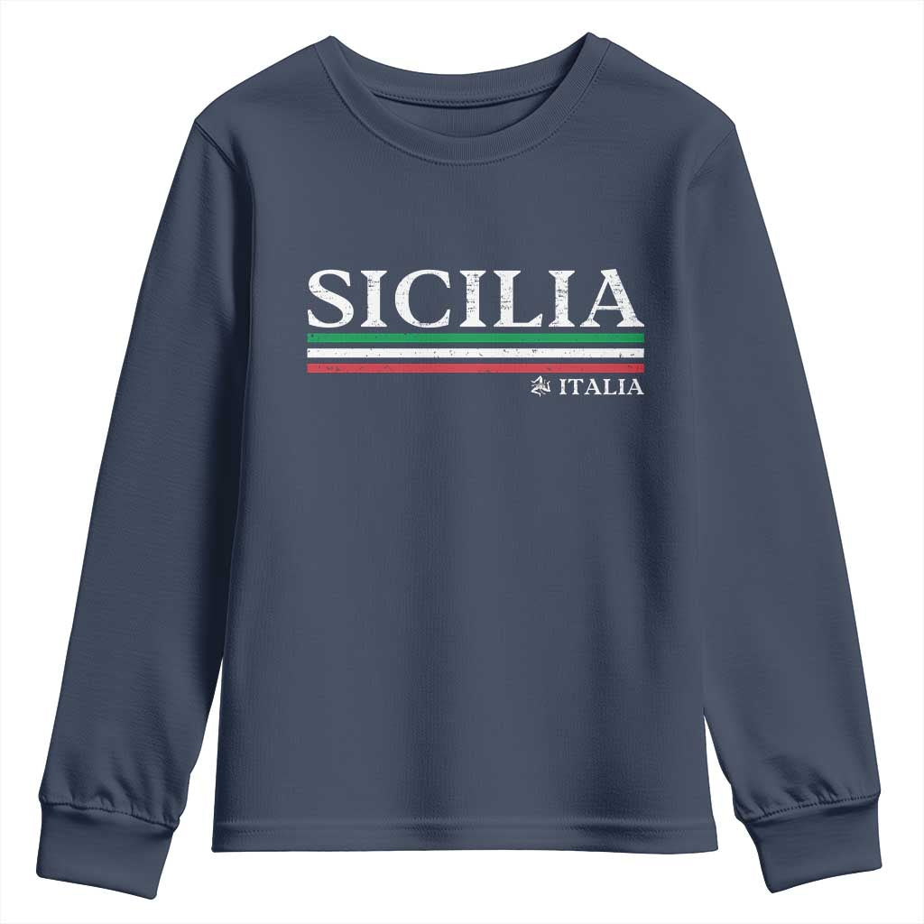 Sicily Sicilian Italian Flag Souvenirs Medusa Youth Sweatshirt TS11 Navy Print Your Wear