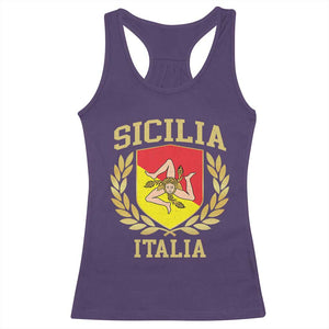 Sicilia Flag Sicily Palermo Italy Triskelion Racerback Tank Top TS11 Purple Print Your Wear