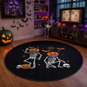 Funny Trump Hallloween Skeleton Pumpkin Political Satire Round Rug