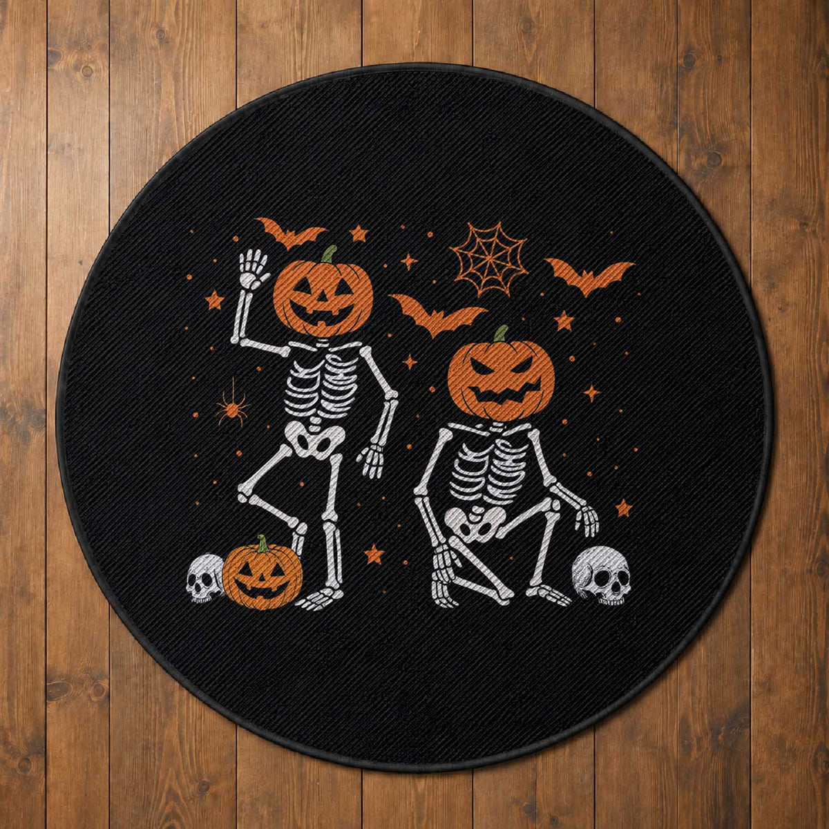 Funny Trump Hallloween Skeleton Pumpkin Political Satire Round Rug