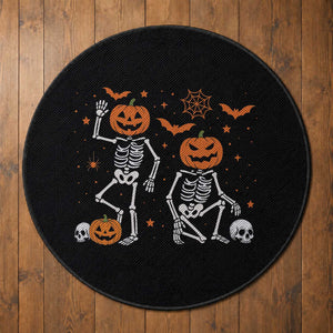 Funny Trump Hallloween Skeleton Pumpkin Political Satire Round Rug