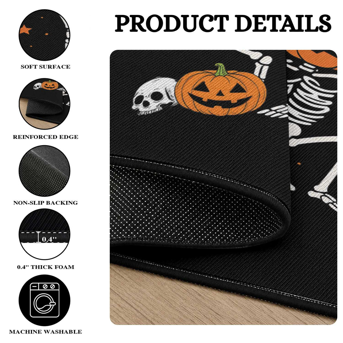 Funny Trump Hallloween Skeleton Pumpkin Political Satire Round Rug