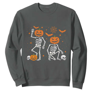 Funny Trump Hallloween Skeleton Pumpkin Political Satire Sweatshirt TS11 Dark Heather Print Your Wear