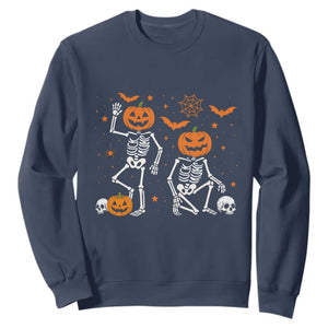 Funny Trump Hallloween Skeleton Pumpkin Political Satire Sweatshirt TS11 Navy Print Your Wear