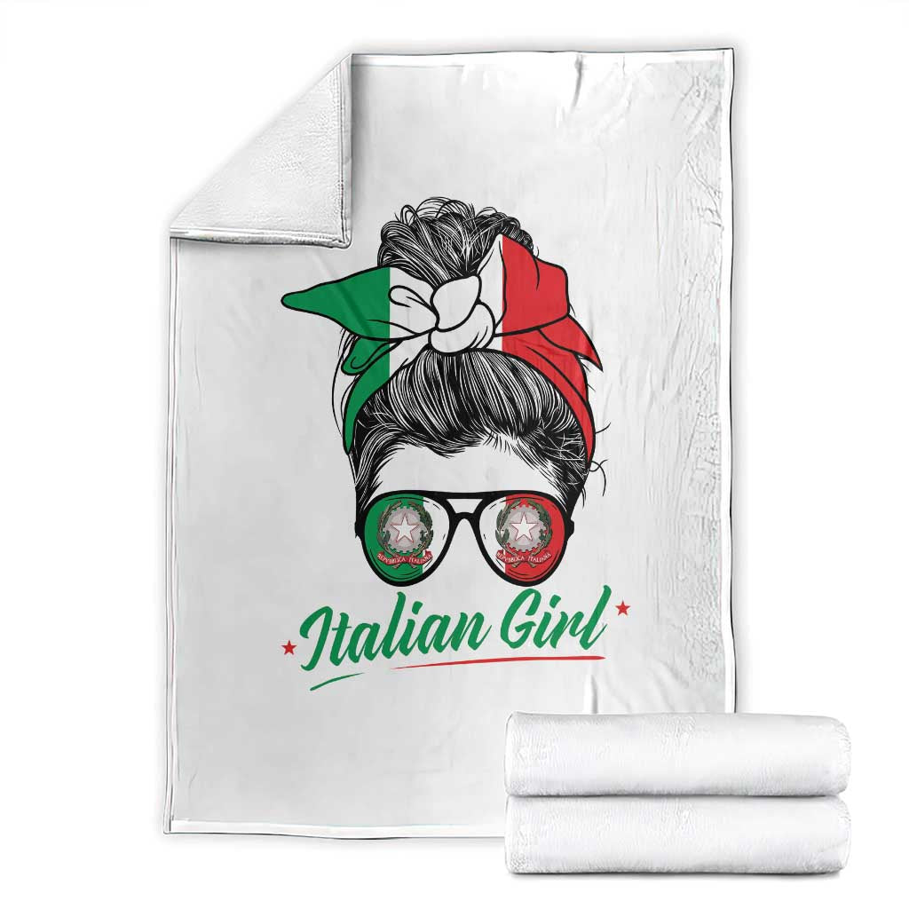 Proud Italian Girl Patriotic Italy Flag Messy Bun Throw Blanket