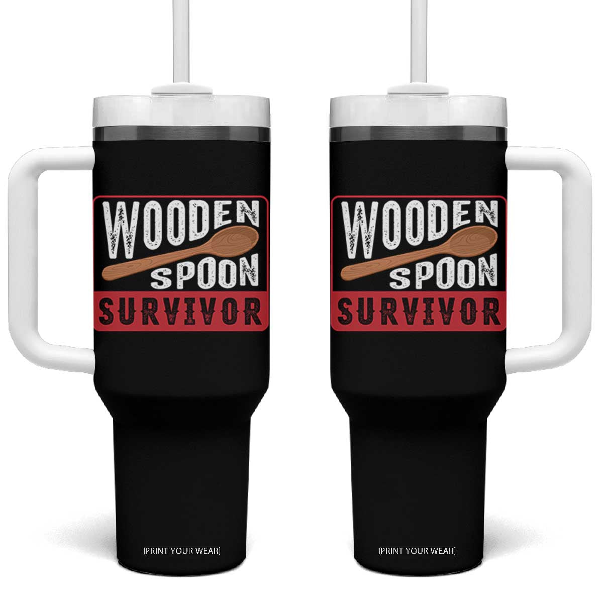 Funny Wooden Spoon Survivor Tumbler With Handle Italian Filipino Pride