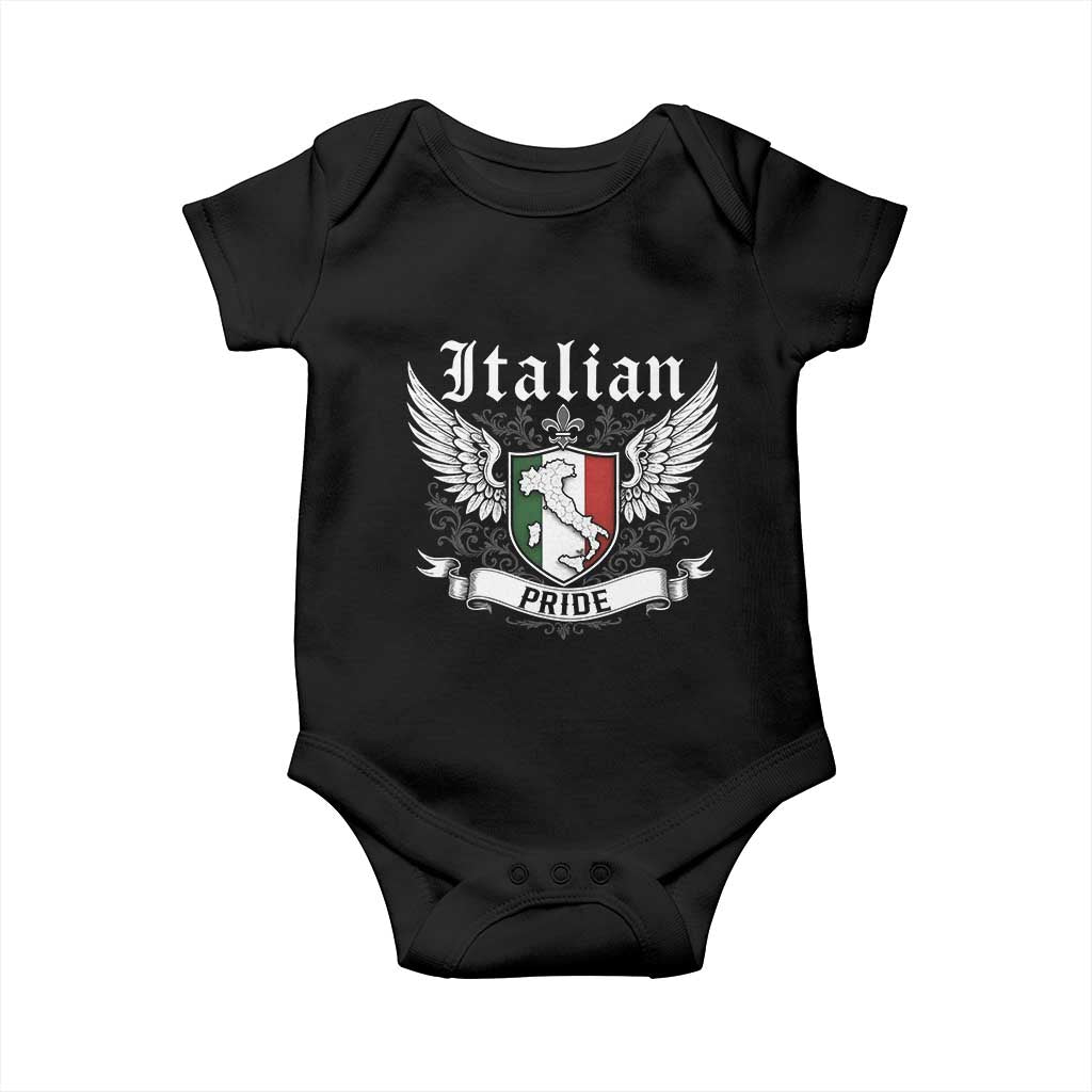 Italian Pride Baby Onesie Vintage Patriotic Italy Map TS11 Black Print Your Wear