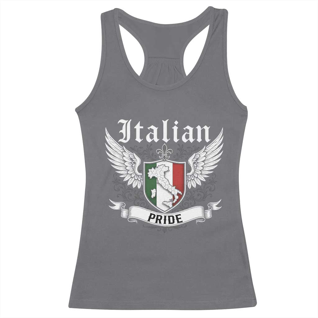 Italian Pride Racerback Tank Top Vintage Patriotic Italy Map TS11 Charcoal Print Your Wear