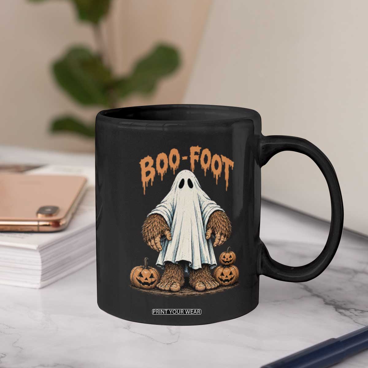 Funny Boo Foot Bigfoot Ghost Halloween Coffee Mug Spooky Sasquatch Cryptid Lover
