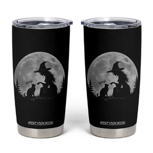 Funny Witch Boop Cat Nose Under Full Moon Halloween Tumbler Cup