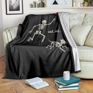 Well Shit Skeleton Lost Balloon Dog Gothic Halloween Throw Blanket