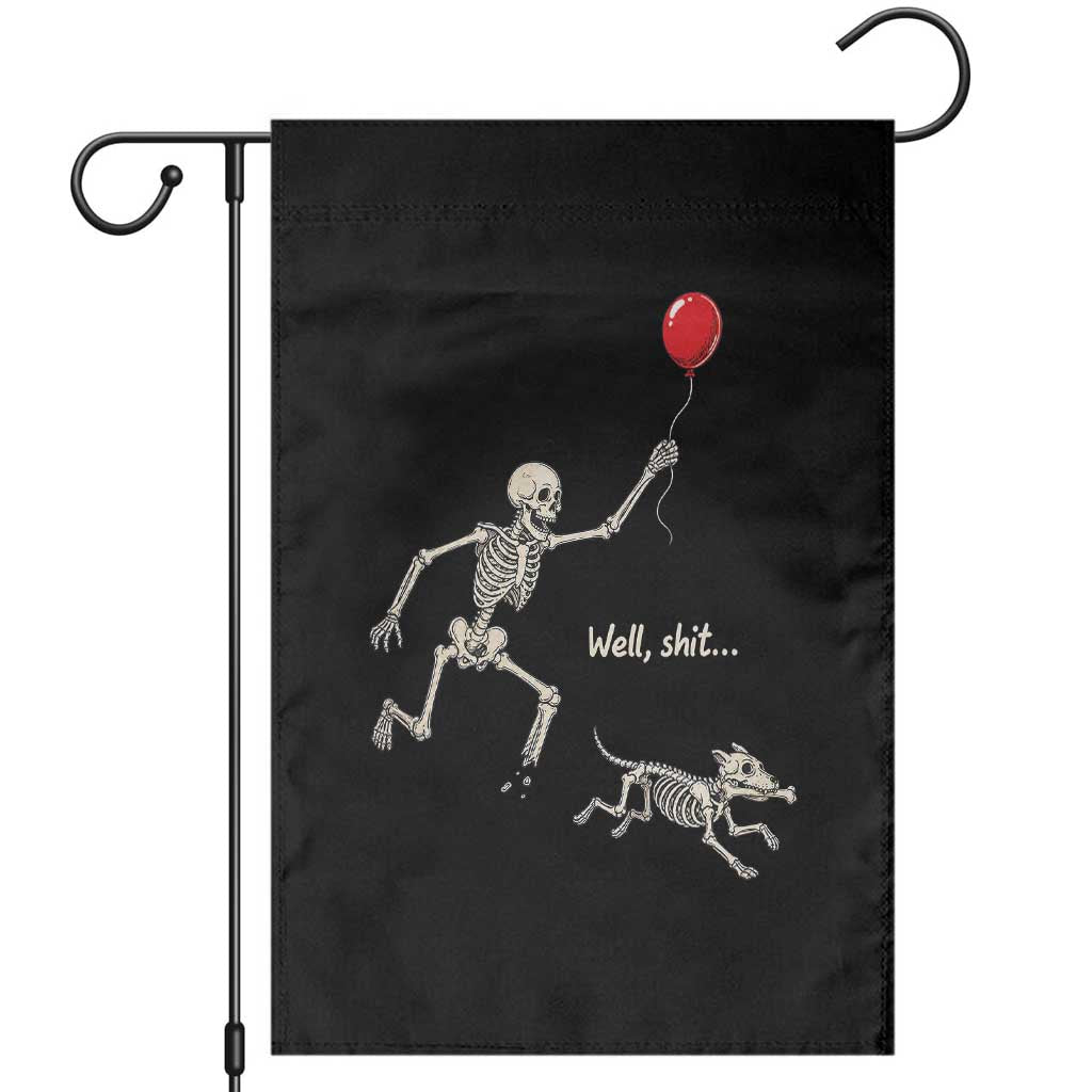 Well Shit Skeleton Lost Balloon Dog Gothic Halloween Garden Flag
