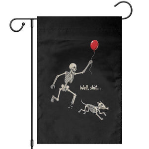 Well Shit Skeleton Lost Balloon Dog Gothic Halloween Garden Flag