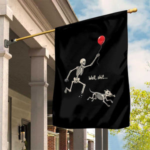 Well Shit Skeleton Lost Balloon Dog Gothic Halloween Garden Flag