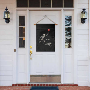 Well Shit Skeleton Lost Balloon Dog Gothic Halloween Garden Flag