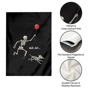 Well Shit Skeleton Lost Balloon Dog Gothic Halloween Garden Flag
