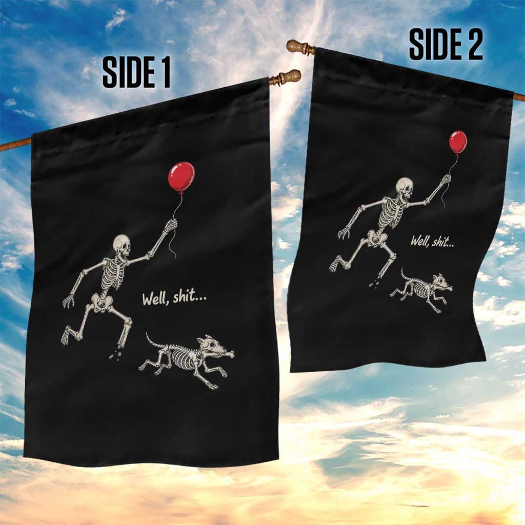 Well Shit Skeleton Lost Balloon Dog Gothic Halloween Garden Flag