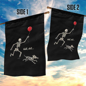 Well Shit Skeleton Lost Balloon Dog Gothic Halloween Garden Flag
