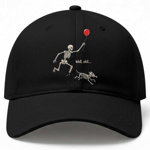 Well Shit Skeleton Lost Balloon Dog Gothic Halloween Baseball Cap