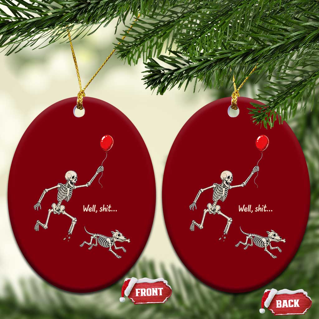 Well Shit Skeleton Lost Balloon Dog Gothic Halloween Ceramic Ornament