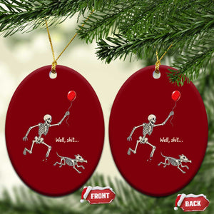 Well Shit Skeleton Lost Balloon Dog Gothic Halloween Ceramic Ornament