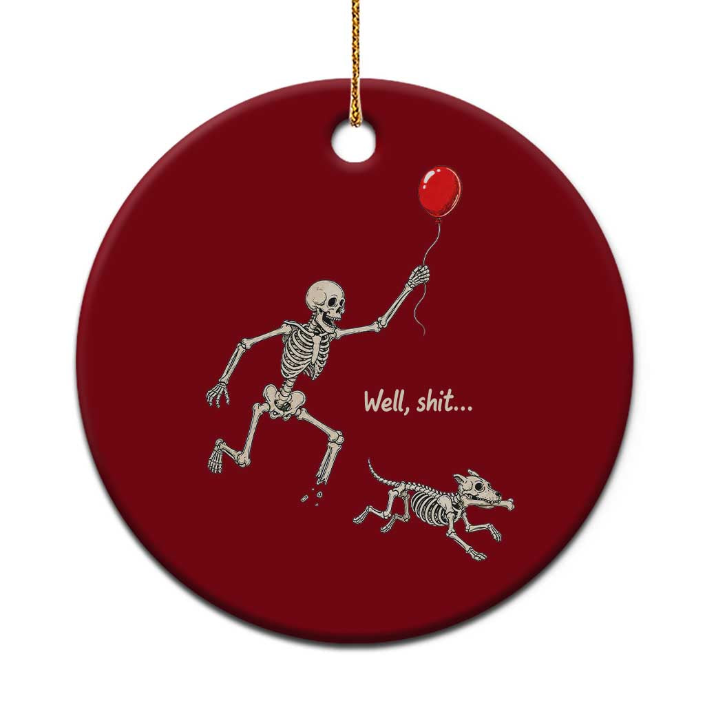 Well Shit Skeleton Lost Balloon Dog Gothic Halloween Ceramic Ornament