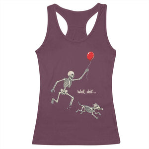 Well Shit Skeleton Lost Balloon Dog Gothic Halloween Racerback Tank Top