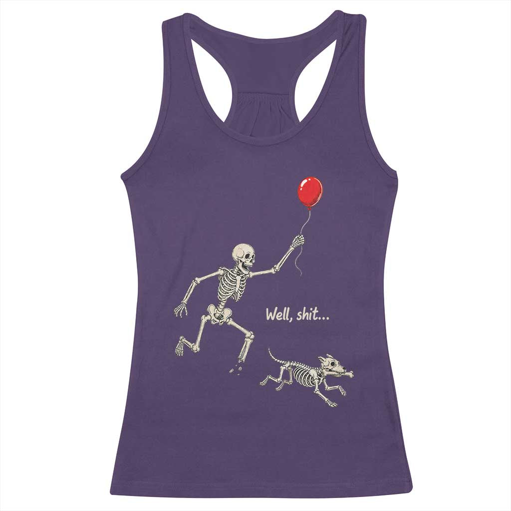 Well Shit Skeleton Lost Balloon Dog Gothic Halloween Racerback Tank Top