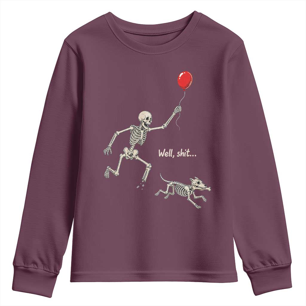 Well Shit Skeleton Lost Balloon Dog Gothic Halloween Youth Sweatshirt
