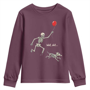 Well Shit Skeleton Lost Balloon Dog Gothic Halloween Youth Sweatshirt
