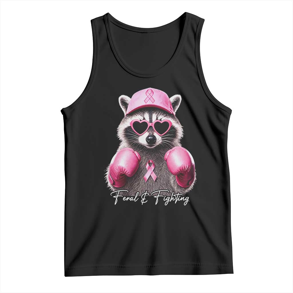Raccoon Breast Cancer Awareness Tank Top Feral And Fighting Pink Boxing