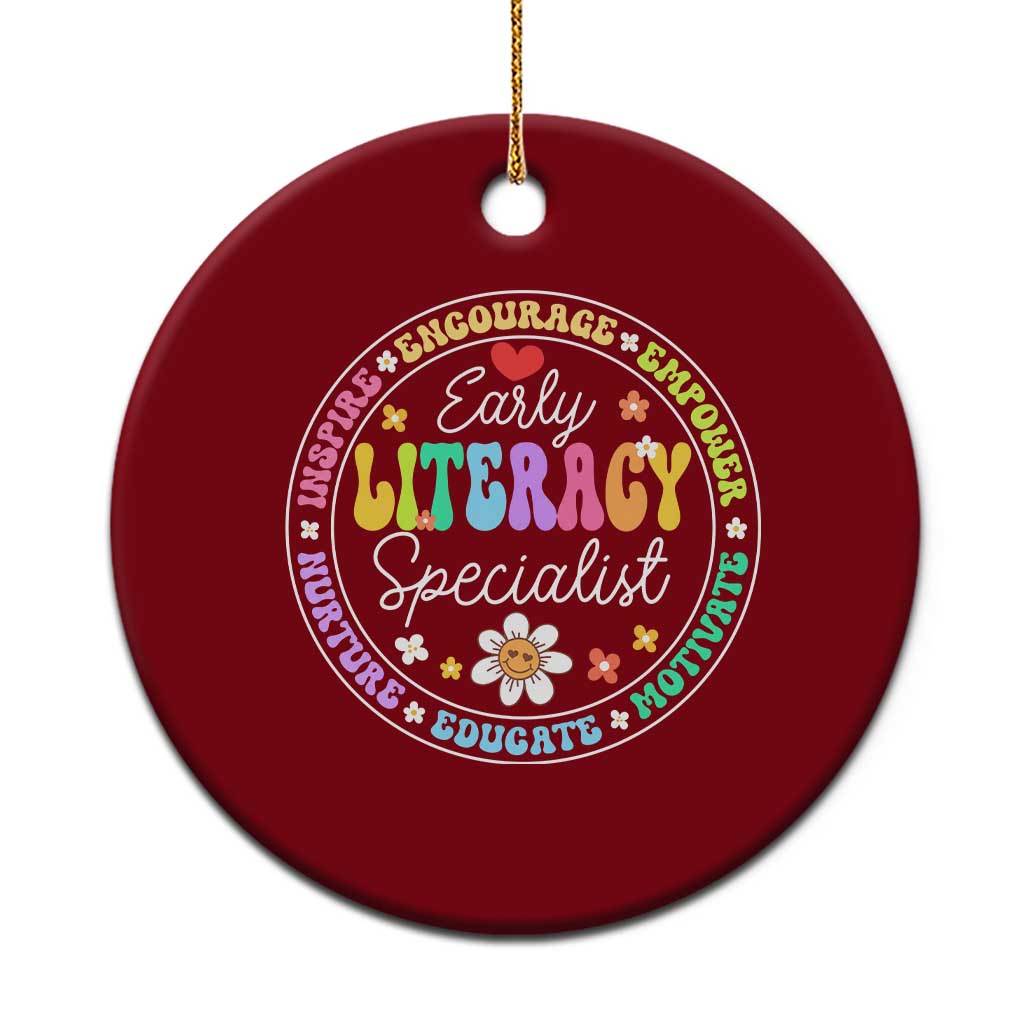 Early Literacy Specialist Ceramic Ornament Reading Dyslexia Awareness Month