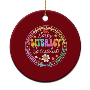 Early Literacy Specialist Ceramic Ornament Reading Dyslexia Awareness Month