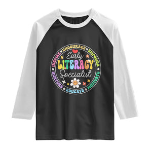 Early Literacy Specialist Raglan Shirt Reading Dyslexia Awareness Month