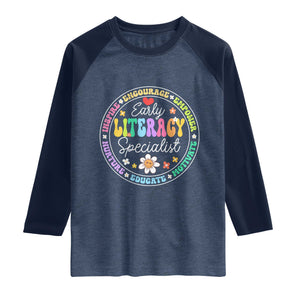 Early Literacy Specialist Raglan Shirt Reading Dyslexia Awareness Month