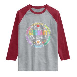 Early Literacy Specialist Raglan Shirt Reading Dyslexia Awareness Month