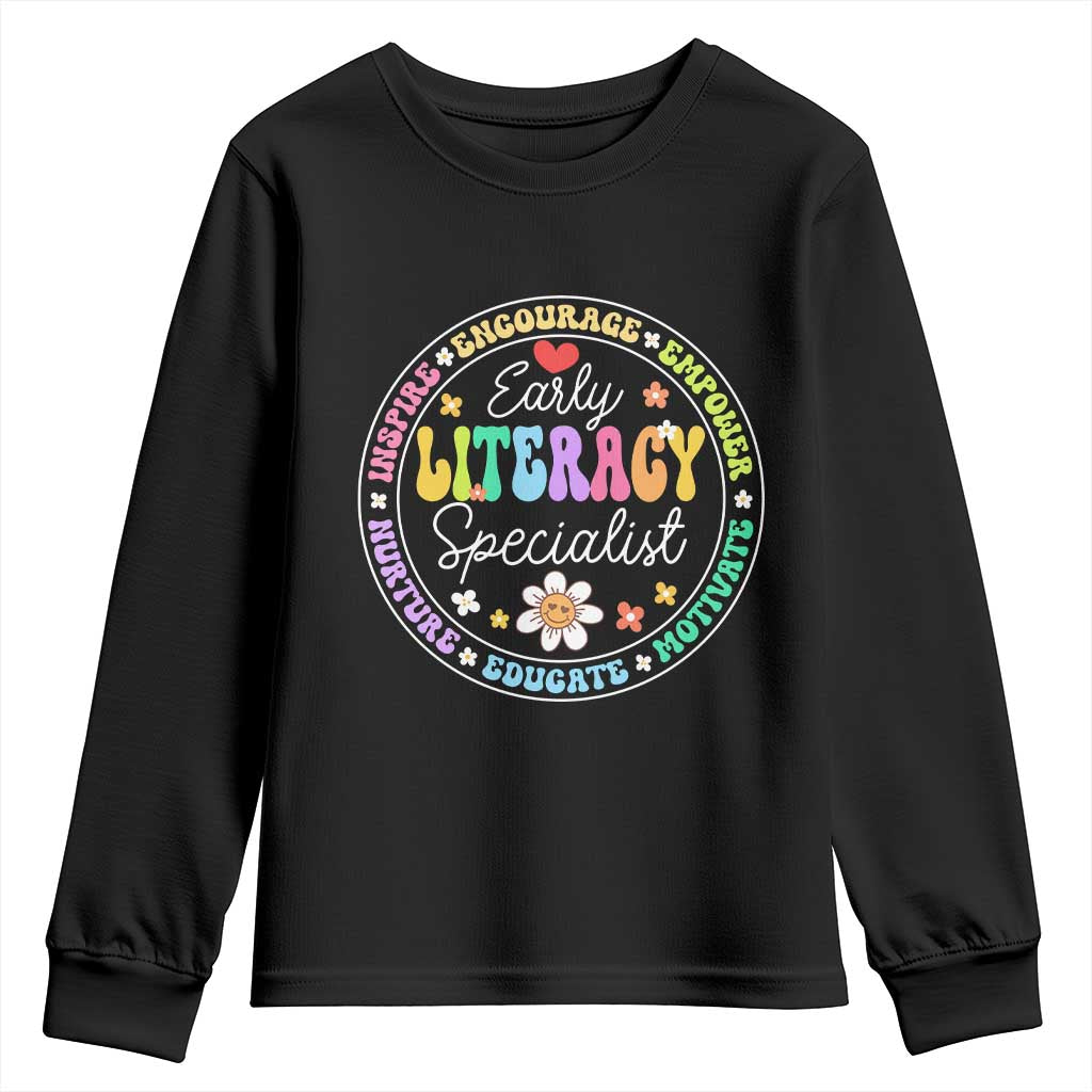 Early Literacy Specialist Youth Sweatshirt Reading Dyslexia Awareness Month