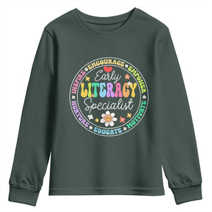 Early Literacy Specialist Youth Sweatshirt Reading Dyslexia Awareness Month