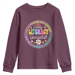 Early Literacy Specialist Youth Sweatshirt Reading Dyslexia Awareness Month